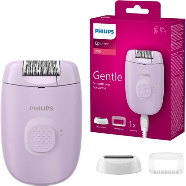 Philips Epilator Series 2000, Corded, with Washable Shaver Head for Women Body and Sensitive Areas, 3 Accessories Included, BRE237/00