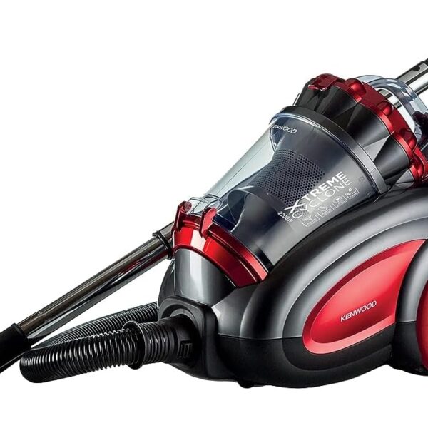 KENWOOD Vacuum Cleaner 2200W Multi Cyclonic Bagless Canister Vacuum Cleaner 3.5L with 5m Cable, Multi-Surface, Cleanable Hepa Filter, Anti Bacteria, Pet Care for Home & Office VBP80.000RG Grey/Red