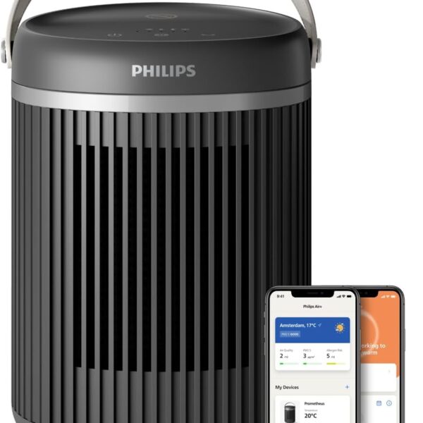 Philips 3000 Series Energy Efficient Connected Fan Heater 2000W, Up to 50% Energy Saving with Eco AI, Quiet 24db(A), 5 Safety Features, 45° Oscillation, Dark Gray (CX3120/01)