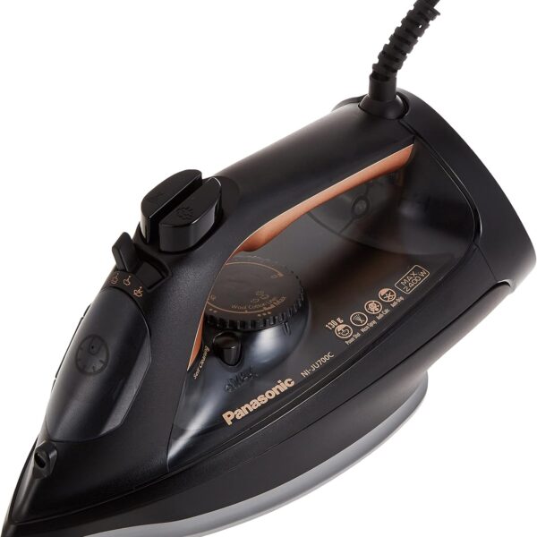 Panasonic Steam Iron, 2400W, NI-JU700, Black / Gold, Big Ceramic Soleplate,
