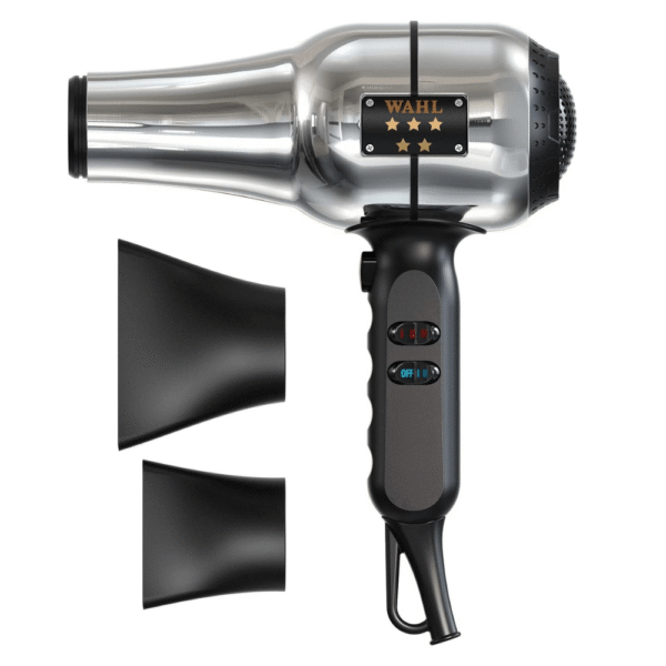 WAHL Barber Dryer, Professional Hair Dryers, Pro Styling Tools, Powerful 2200-Watts, Cool Shot Button, 3 Heat&2 Speed Settings, 2 Concentrator Nozzles, 3M Cable, Hanging Loop for Easy Storage, Silver