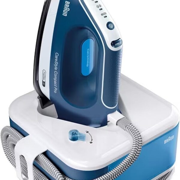 Braun CareStyle Compact Pro IS2565BL, Steam Iron with FreeGlide 3D Technology, iCareMode, Eco and Turbo Modes, Vertical Steaming, Anti-Drip, 1.5L Water Tank, 2400W, Blue