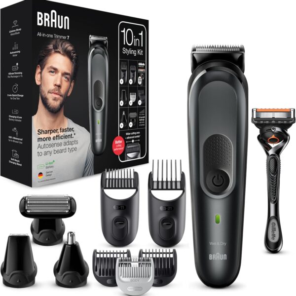 Braun All-in-One 7 Trimmer MGK7331, 10-in-1 Beard Trimmer For Men, 8 Attachments