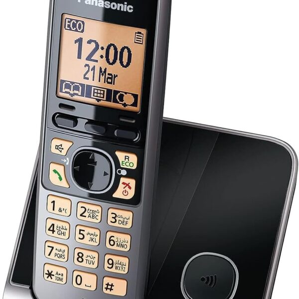 Panasonic Digital Cordless Phone with Call Blocking, Arabic language support, 1 Handset, UAE Certified - KX-TG6711UE1 (Black)