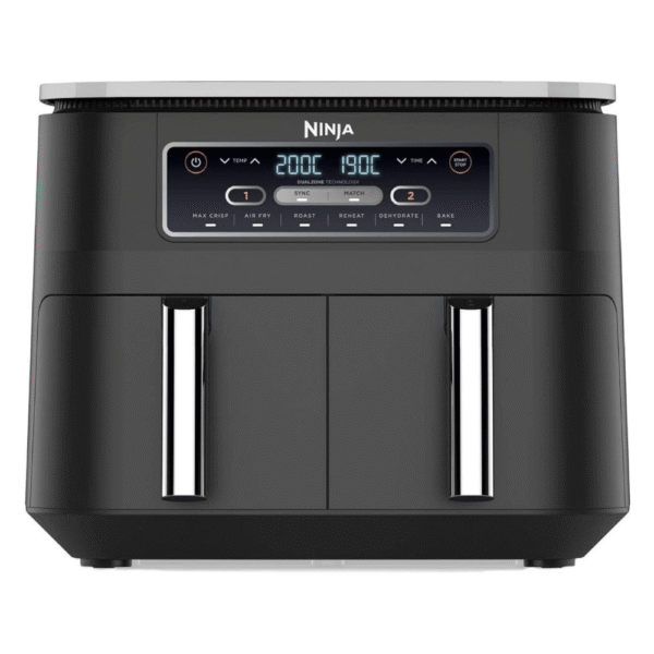 Ninja Food Dual Zone Air Fryer 2 Drawers, 6 Cooking Functions, 7.6L, Black, AF300ME