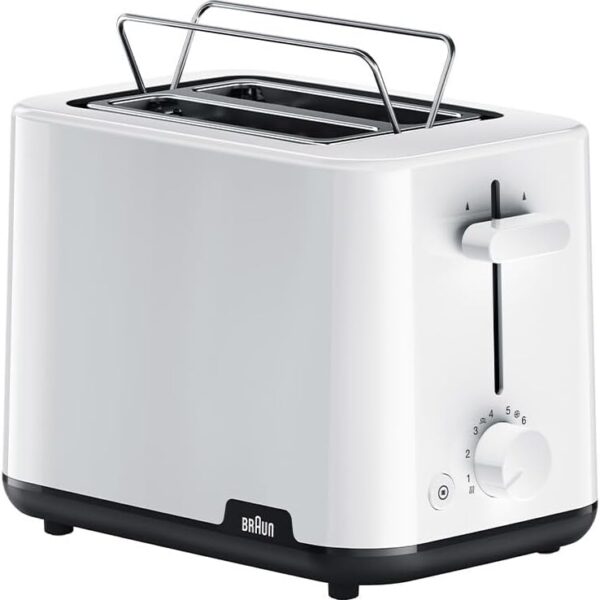 Braun Breakfast - Toaster HT 1010 WH, 2 slots, 8 Browning settings, Bun warmer, 900 Watts, White."Min 1 year manufacturer warranty"