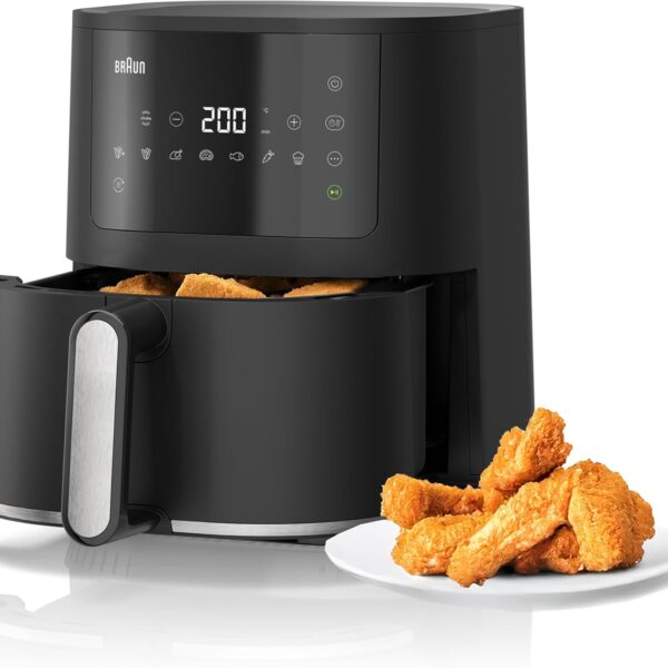 Braun MultiFry 3 Hot AirFryer, Digital Touch Screen, 8 Automatic Programs, 4.3 Litre Capacity, 1500 Watts, Auto-Off - 70% Energy Saving - HF 3030 BK - Black