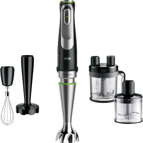 Braun multiquick 9 mq 9187xli hand blender - with active powerdrive and splashcontrol, blender, chopper & whisk, 1200 watt, black/stainless steel - international warranty