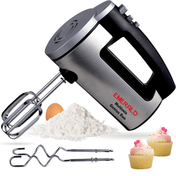 EMERALD Hand Mixer 300Watts, 6 Speed, Pulse Button, Beater & Dough Hooks Included