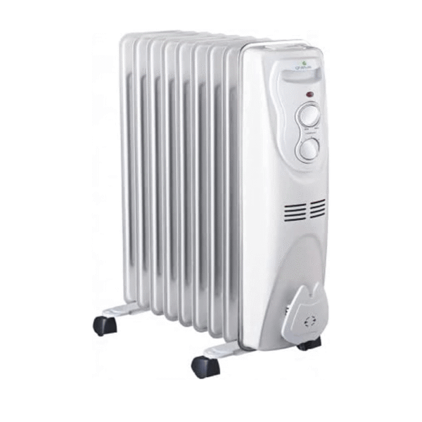 GRATUS 9 FINS OIL HEATER With 3 Settings, Thermostat control, Tip Over protection, Pressure tested, WHITE, Model- GOH0920TC