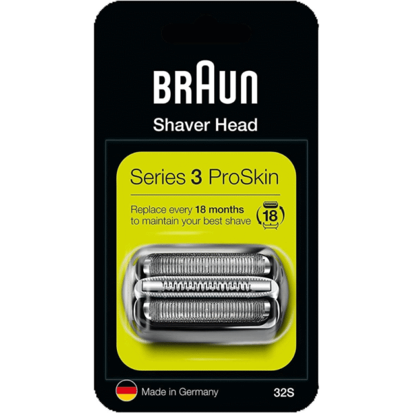 BRAUN 32S Series 3 Shaver Foil and Cutter Head Replacement Cassette, 2 Count