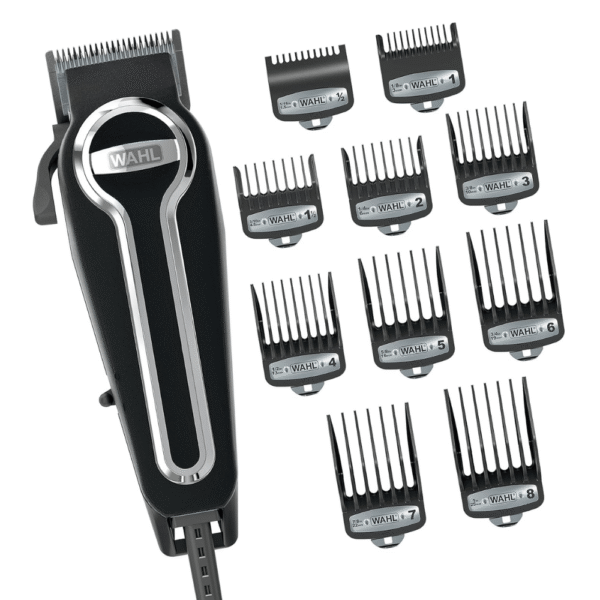 Wahl Clipper Elite Pro High Performance Haircut Kit for men with Hair Clippers, Secure fit guide combs with stainless steel clips By The Brand used by Professionals. 79602`