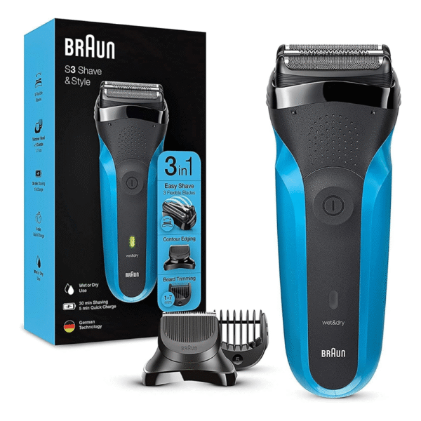 Braun Shaver 310Bt,Series 3 Shave And Style Rechargeable Wet And Dry Electric Shaver, Blue black