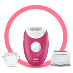 Braun Silk Epil 3 410 Epilator With 2 Extras, Raspberry Pink / White