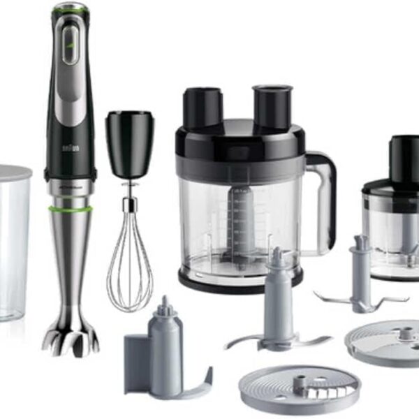 Braun MultiQuick 9 Hand Blender Set, XL Food Processor 2L, Active PowerDrive Technology, 500ml Chopper, iMode Technology, 1200W, Ice Crush Knife, MQ 9195 XLI Black