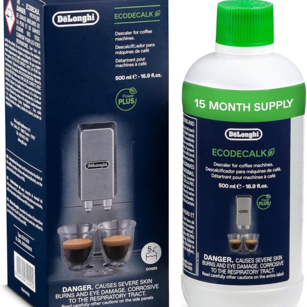 De'Longhi EcoDecalk Descaler, 500ml - Eco-Friendly Limescale Remover for Coffee Makers, Natural Lactic Acid, Preserves Coffee Flavor, Upto 3x Faster & More Effective than Citric Acid DLSC500