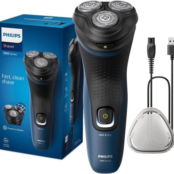 Philips Shaver S1151/00 | Wet & Dry Use | Fast, Comfortable Shave with ComfortCut Blades | 3D Floating Heads, One-Touch Open | 40min Cordless Use, Protective Cap Included