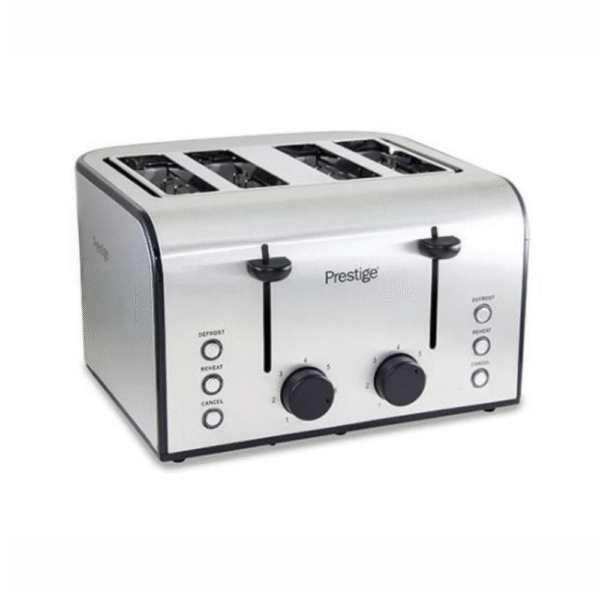 Prestige Stainless Steel. Toaster 4 Slice, Cancel, Reheat And Defrost Functions. PR54904, Silver