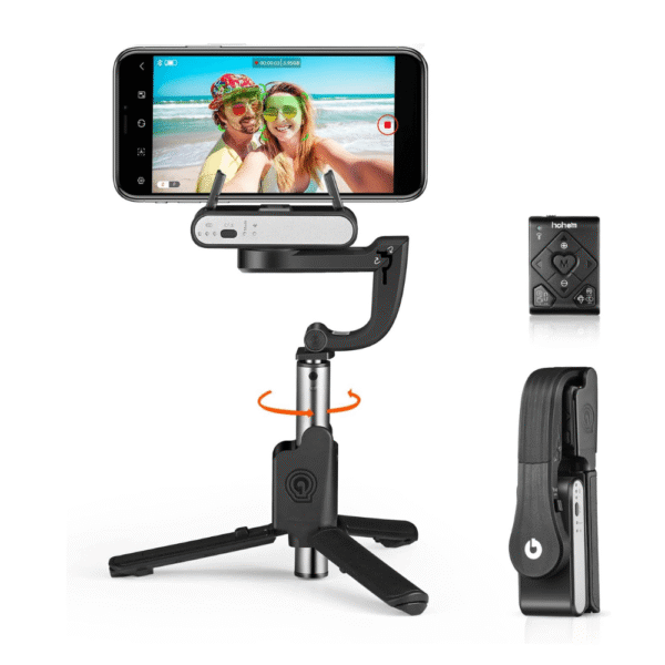 Gimbal Stabilizer for Smartphone, 2 Axis Selfie Stick Tripod with Face Tracking, 360° Rotation, 4 in 1 Portable Phone Tripod w/Extendable Stick for iPhone 14/Android Video Recording hohem iSteady Q