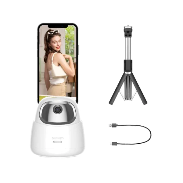 Auto Face Tracking Tripod hohem 360 Smart Shooting Holder Gesture Control No App Required 360 Rotation Selfie Stand for Phones & Tablets Tracking Holder for Live Vlog Rechargeable Battery